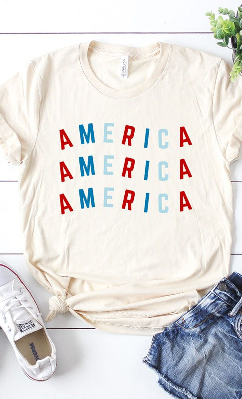 Red and Blue America Graphic Tee, Free Shipping