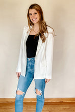 Load image into Gallery viewer, Boss Babe White Open Front Blazer
