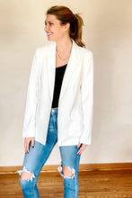 Load image into Gallery viewer, Boss Babe White Open Front Blazer
