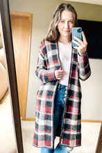 Load image into Gallery viewer, Hit the Slopes Pocketed Plaid Cardigan
