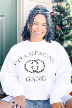 Load image into Gallery viewer, women&#39;s white champagne gang graphic crop hoodie
