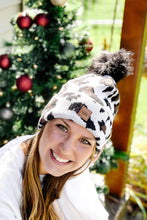 Load image into Gallery viewer, leopard ladies knit winter beanie with pom pom 
