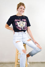 Load image into Gallery viewer, long live rock and roll graphic tee with paperbag jeans
