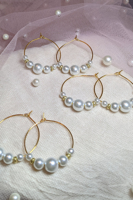handmade pearl hoop earrings