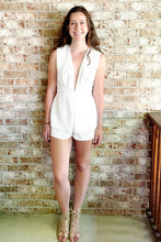 Load image into Gallery viewer, women&#39;s white linen romper
