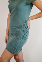 Load image into Gallery viewer, Women&#39;s teal tshirt dress with ruched side
