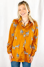 Load image into Gallery viewer, Sylvie Satin Zebra Button Down
