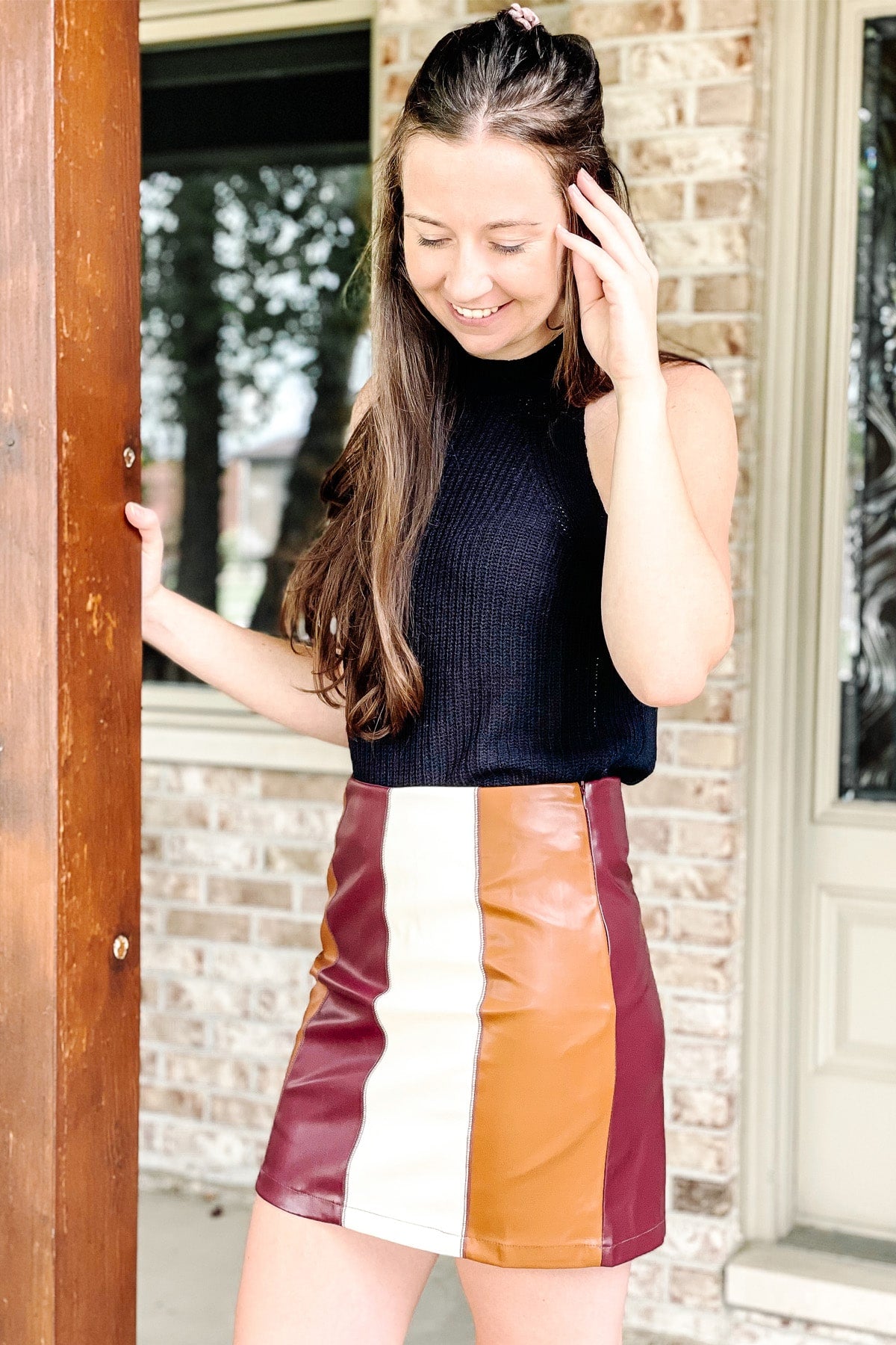 Wine Belt Detail Leather Skirt  WHISTLES 
